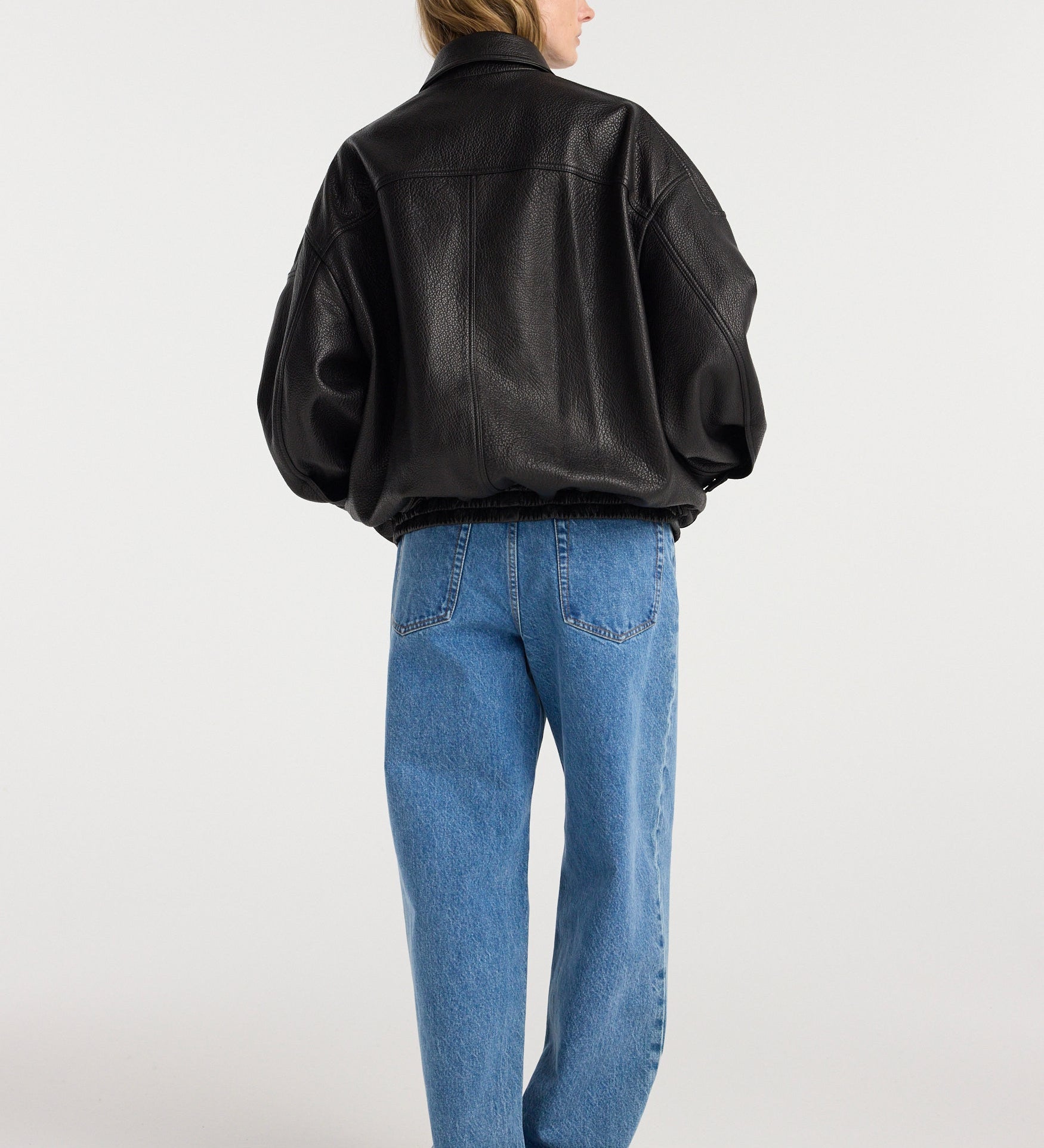 ROHE - Grain leather aviator jacket | black