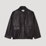 ROHE - Grain leather aviator jacket | black