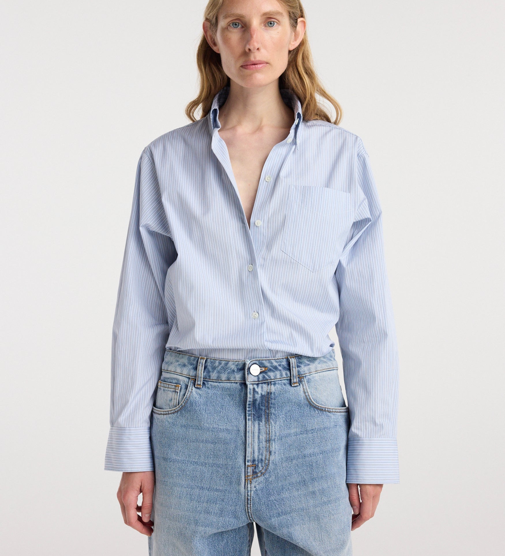 ROHE - Oxford striped shirt | blue stripe