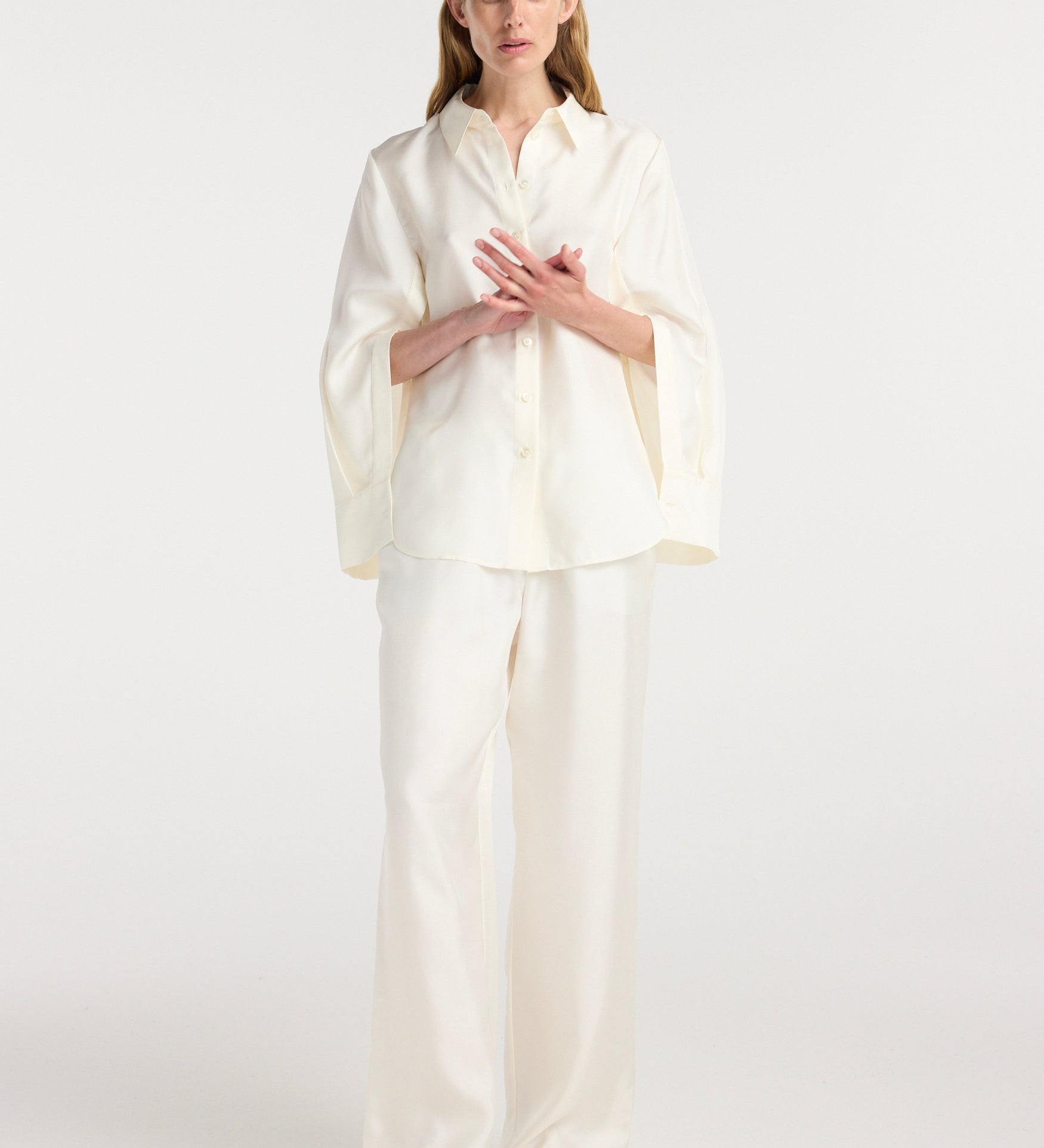 ROHE - Silk open - sleeve detailed shirt | cream