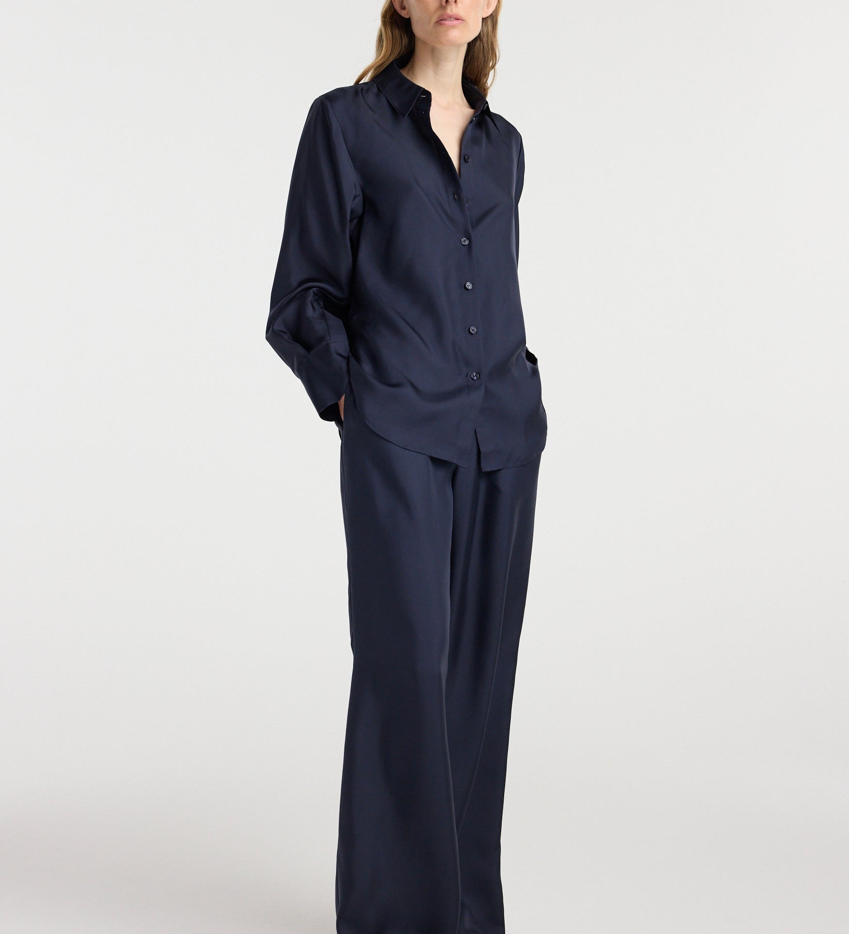 ROHE - Silk open - sleeve detailed shirt | night
