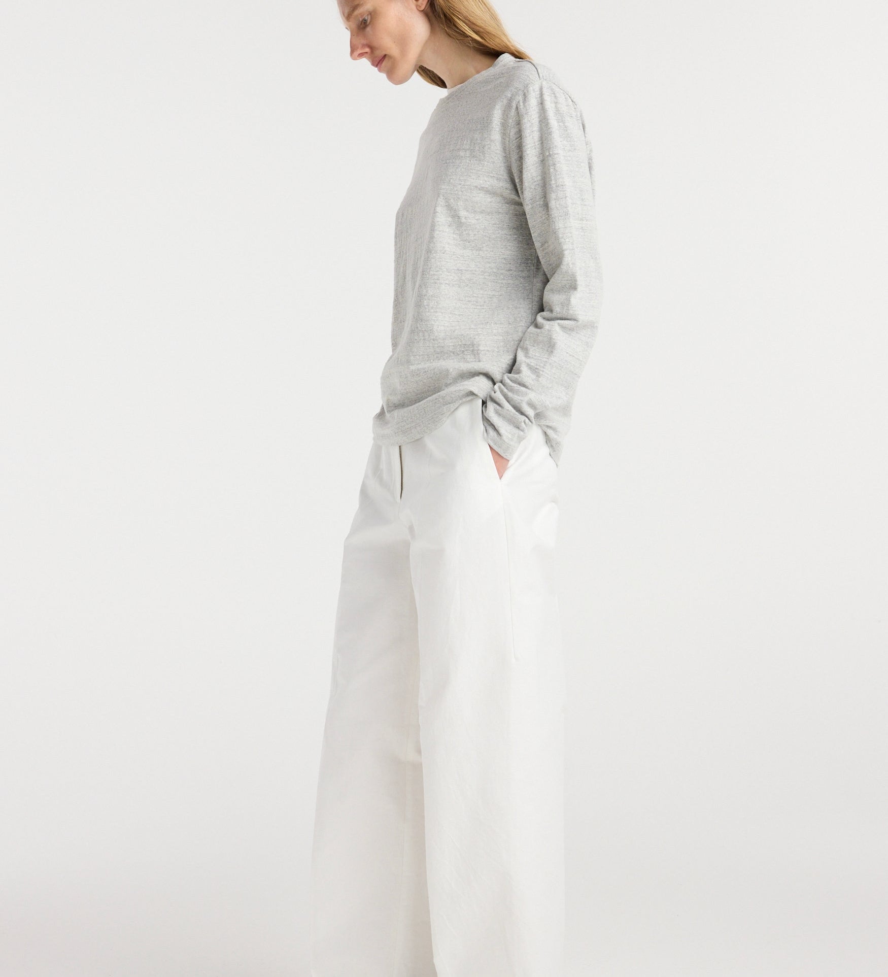 ROHE - Japanese mouliné jersey long sleeve | grey mouliné