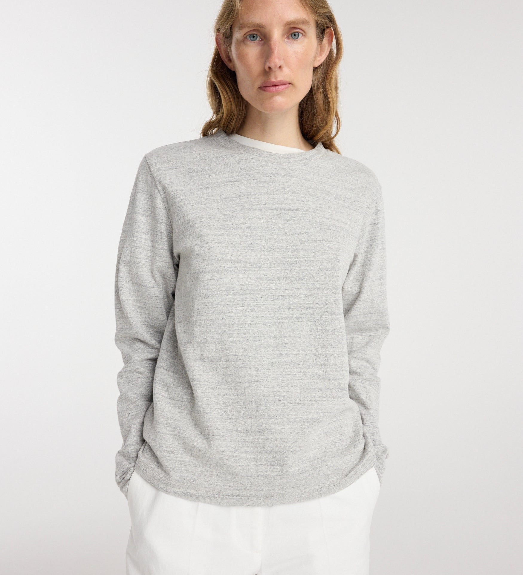 ROHE - Japanese mouliné jersey long sleeve | grey mouliné
