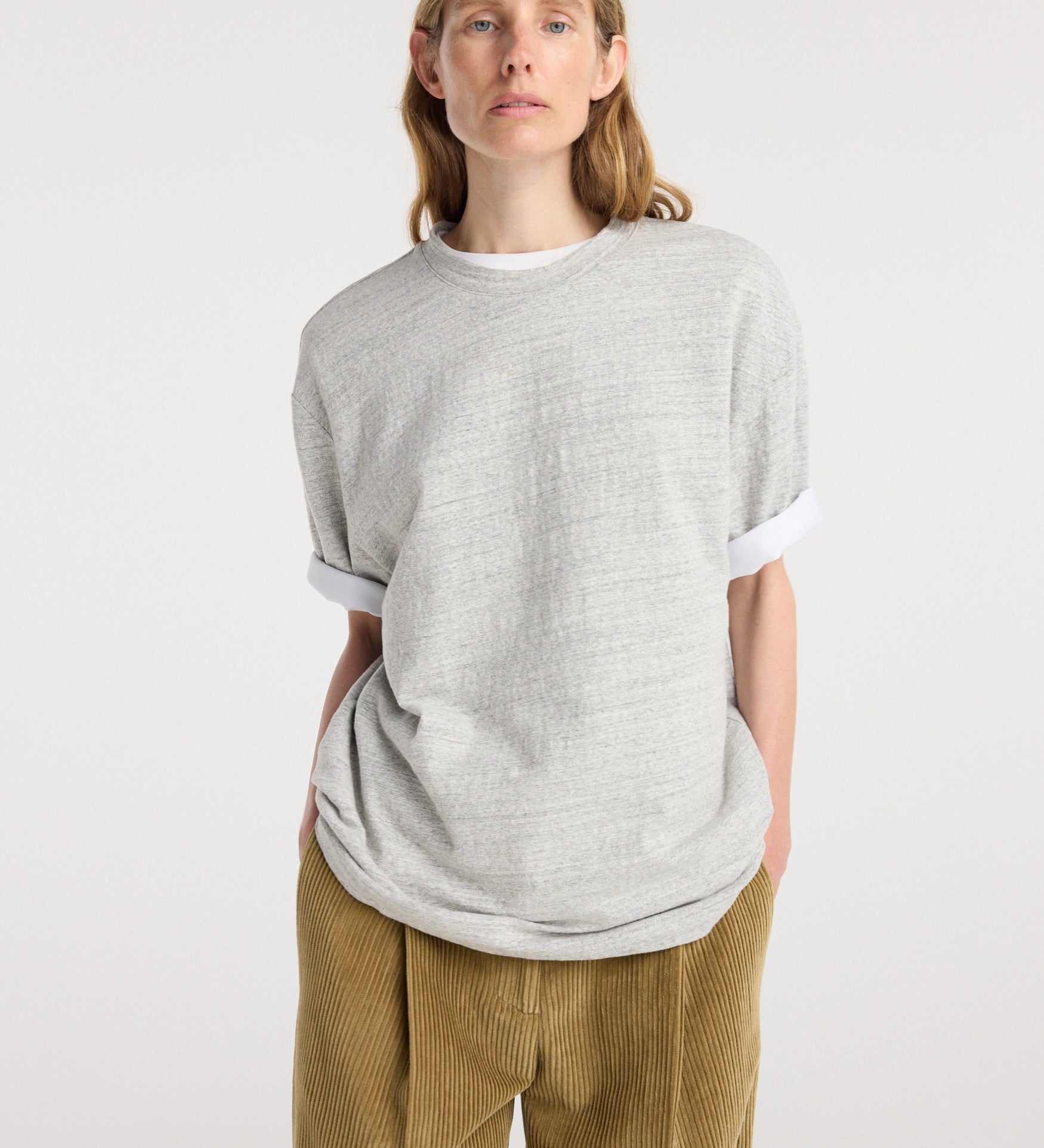 ROHE - Japanese mouliné jersey t - shirt | grey mouliné