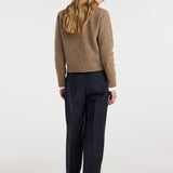 ROHE - Fitted mouliné crewneck | mouliné taupe melange