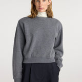 ROHE - Statement shoulder crewneck | mid grey melange