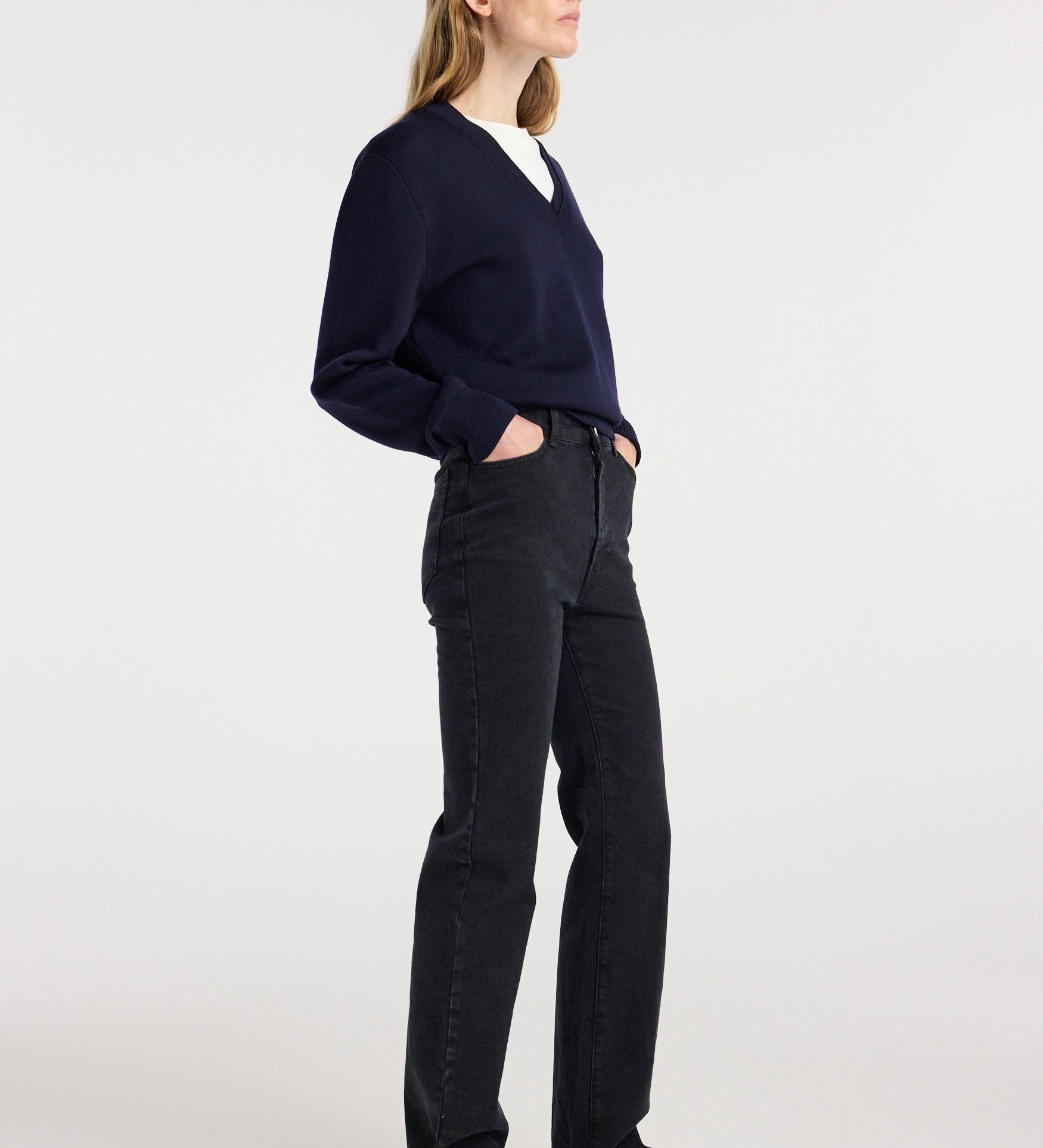 ROHE - Double v - neck jumper | navy