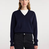 ROHE - Double v - neck jumper | navy