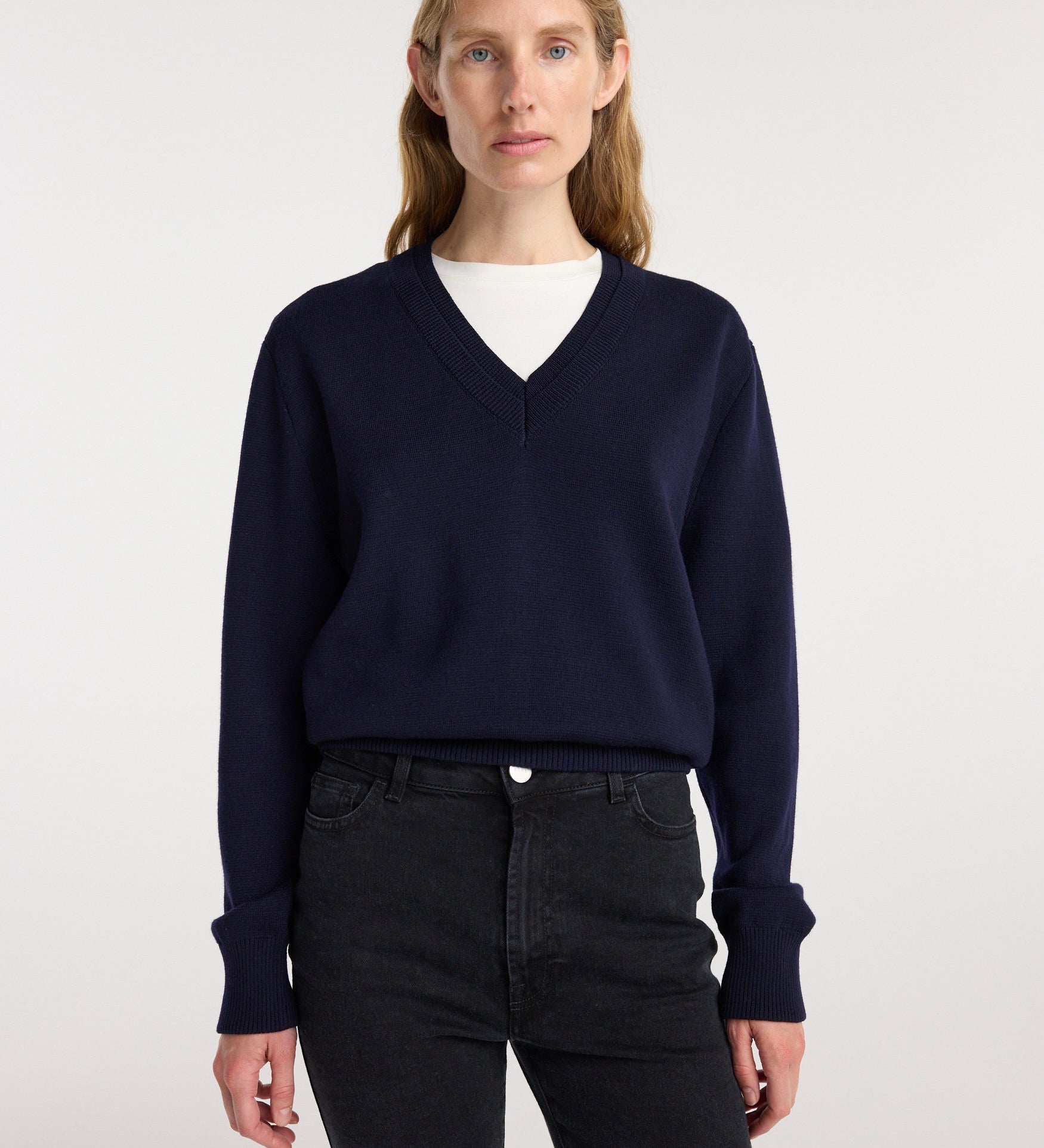 ROHE - Double v - neck jumper | navy