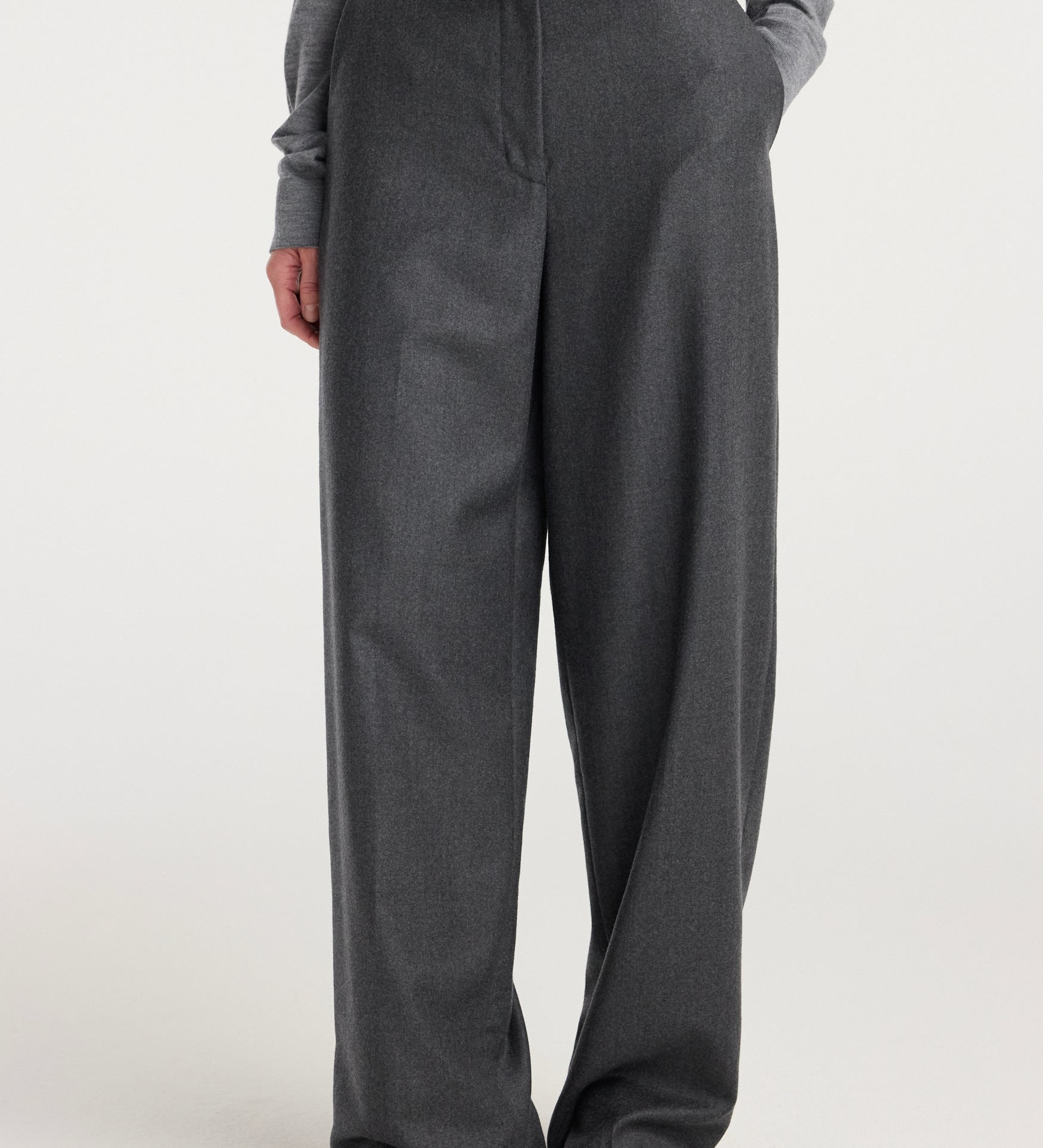 ROHE - Wide leg trousers | dark grey melange