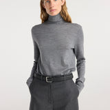 ROHE - Fine knitted wool turtleneck | mid grey melange