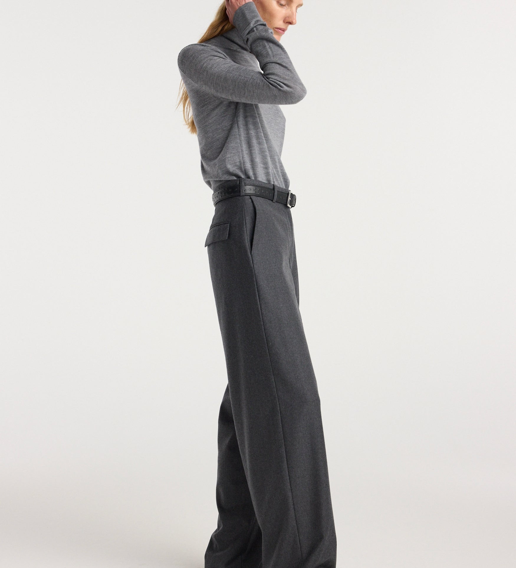 ROHE - Fine knitted wool turtleneck | mid grey melange