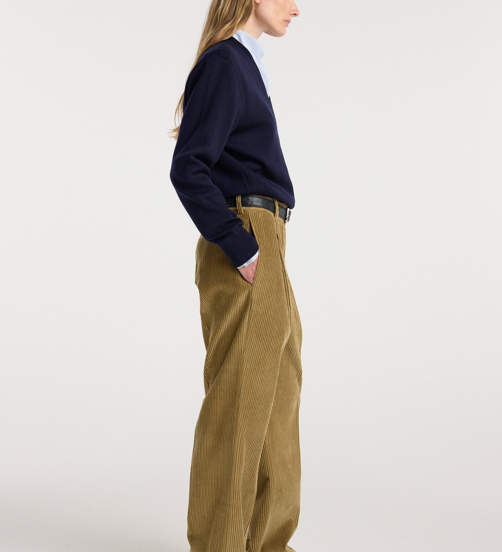ROHE - Ted - Lower waist corduroy trousers | beige