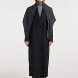 ROHE - Large knitted triangle scarf | anthracite melange