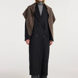 ROHE - Large knitted triangle scarf | taupe melange