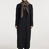 ROHE - Large knitted triangle scarf | taupe melange
