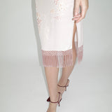 Conner Ives - Embroidered Silk Shift Midi Dress - Pink