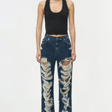 Simkhai - Erie High Waist Distressed Denim Pant