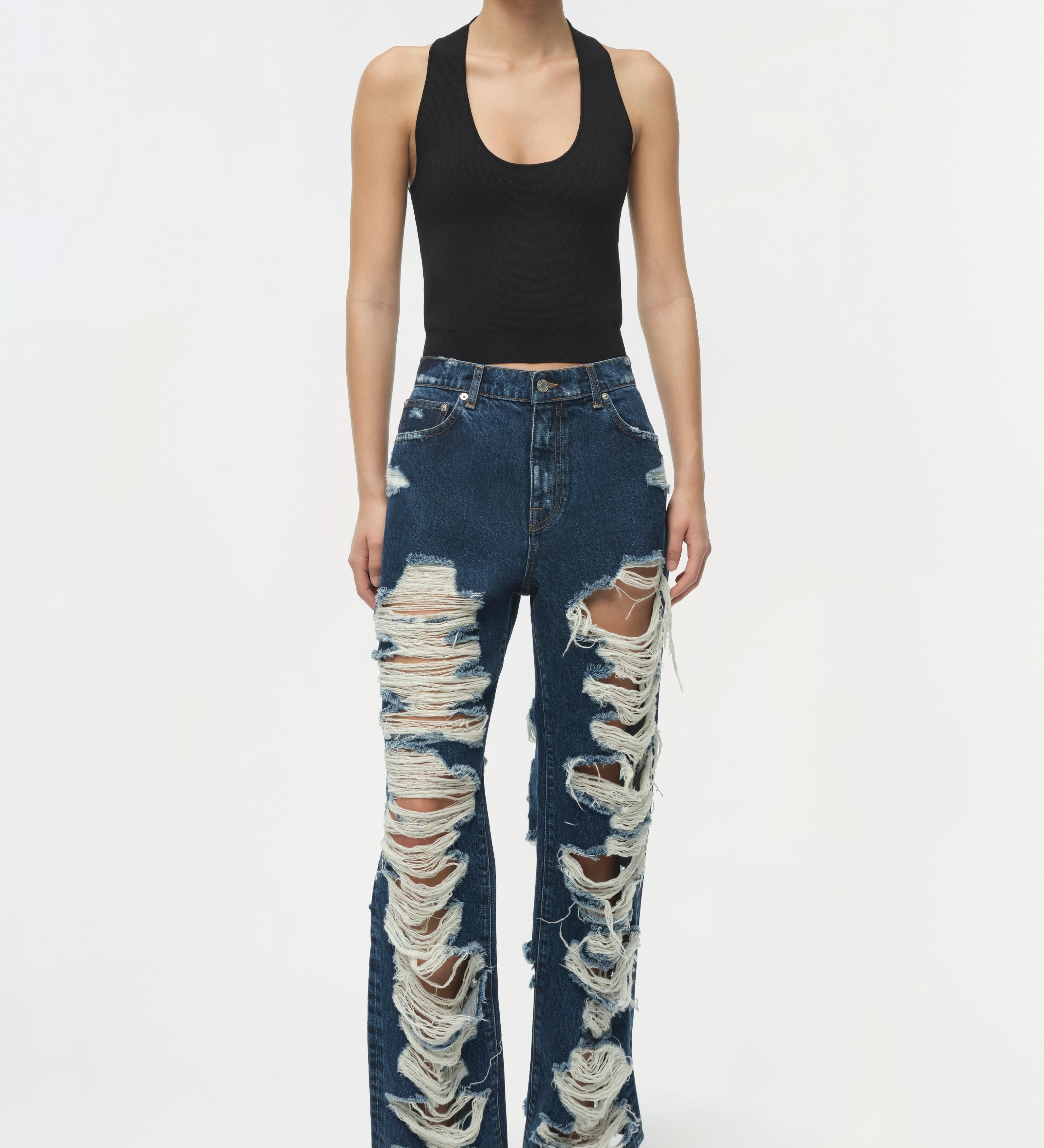 Simkhai - Erie High Waist Distressed Denim Pant