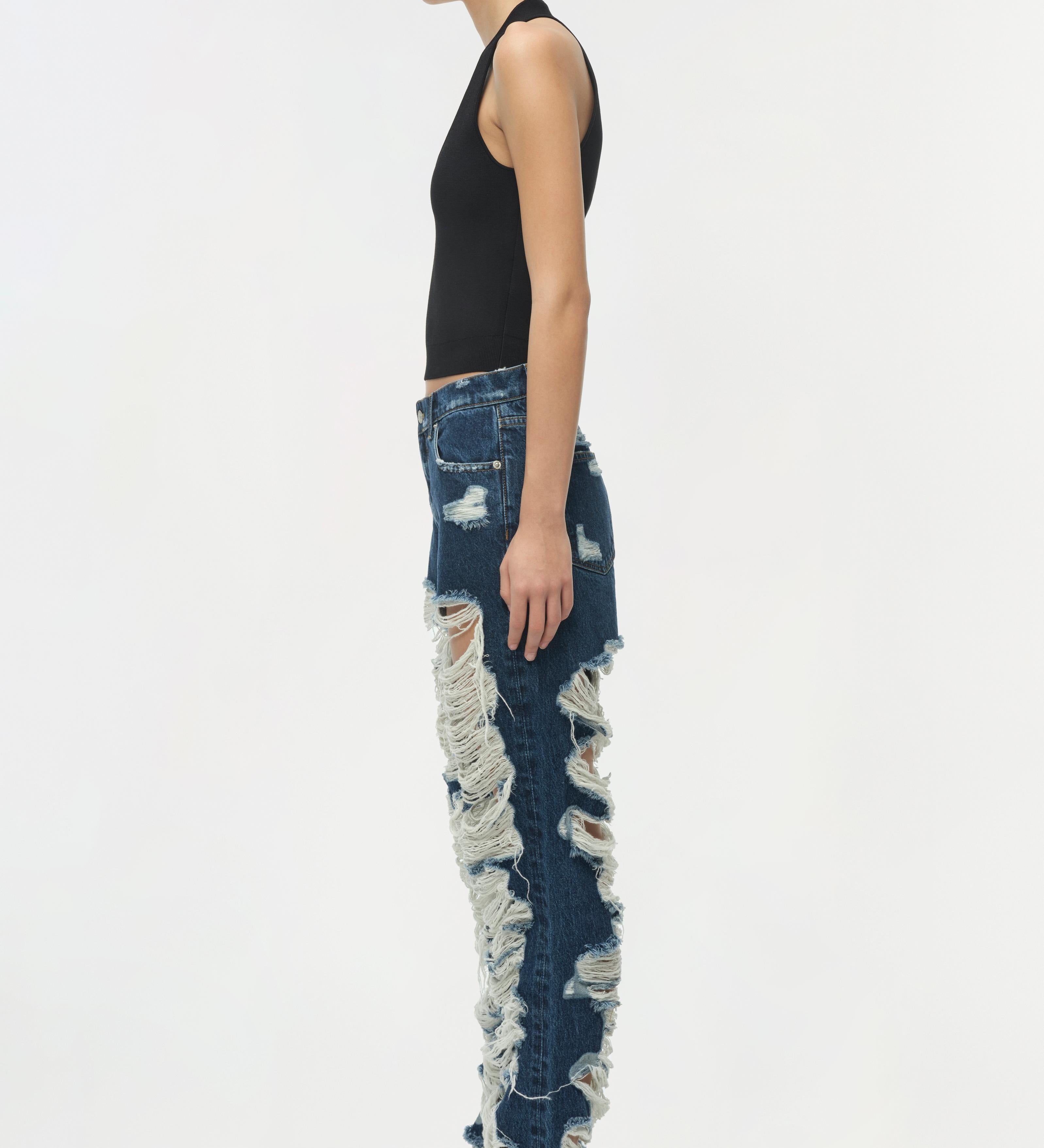 Simkhai - Erie High Waist Distressed Denim Pant