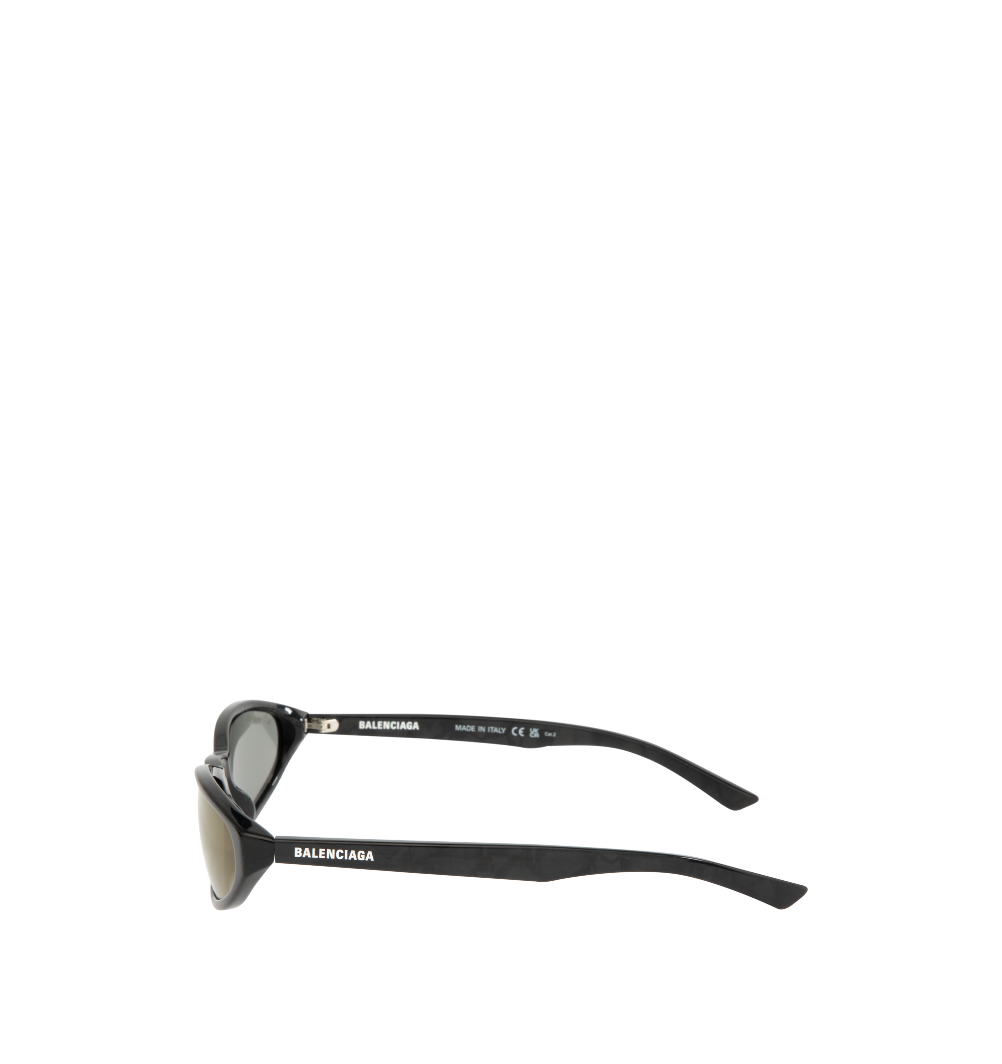 Image 2 of 3 - BLACK - BALENCIAGA Neo Round Sunglasses featuring recycled acetate, round shape, standard fit, Balenciaga logo engraved and enameled on the left temple and lasered logo on the right lens. Lens material: nylon. 100% UVA/UVB protection. Acetate. Made in Italy