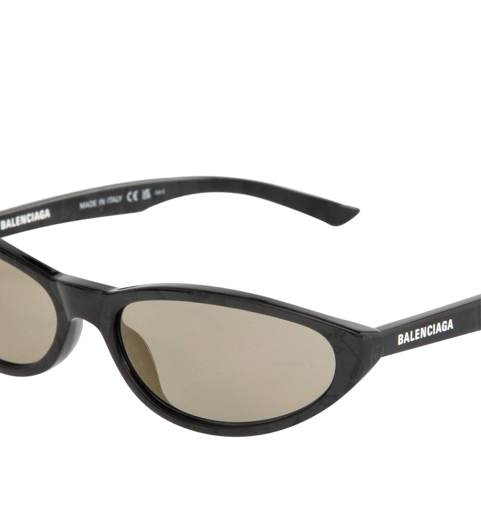 Image 3 of 3 - BLACK - BALENCIAGA Neo Round Sunglasses featuring recycled acetate, round shape, standard fit, Balenciaga logo engraved and enameled on the left temple and lasered logo on the right lens. Lens material: nylon. 100% UVA/UVB protection. Acetate. Made in Italy