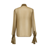 Saint Laurent - Tie - Neck Crepe Mesh Silk Blouse