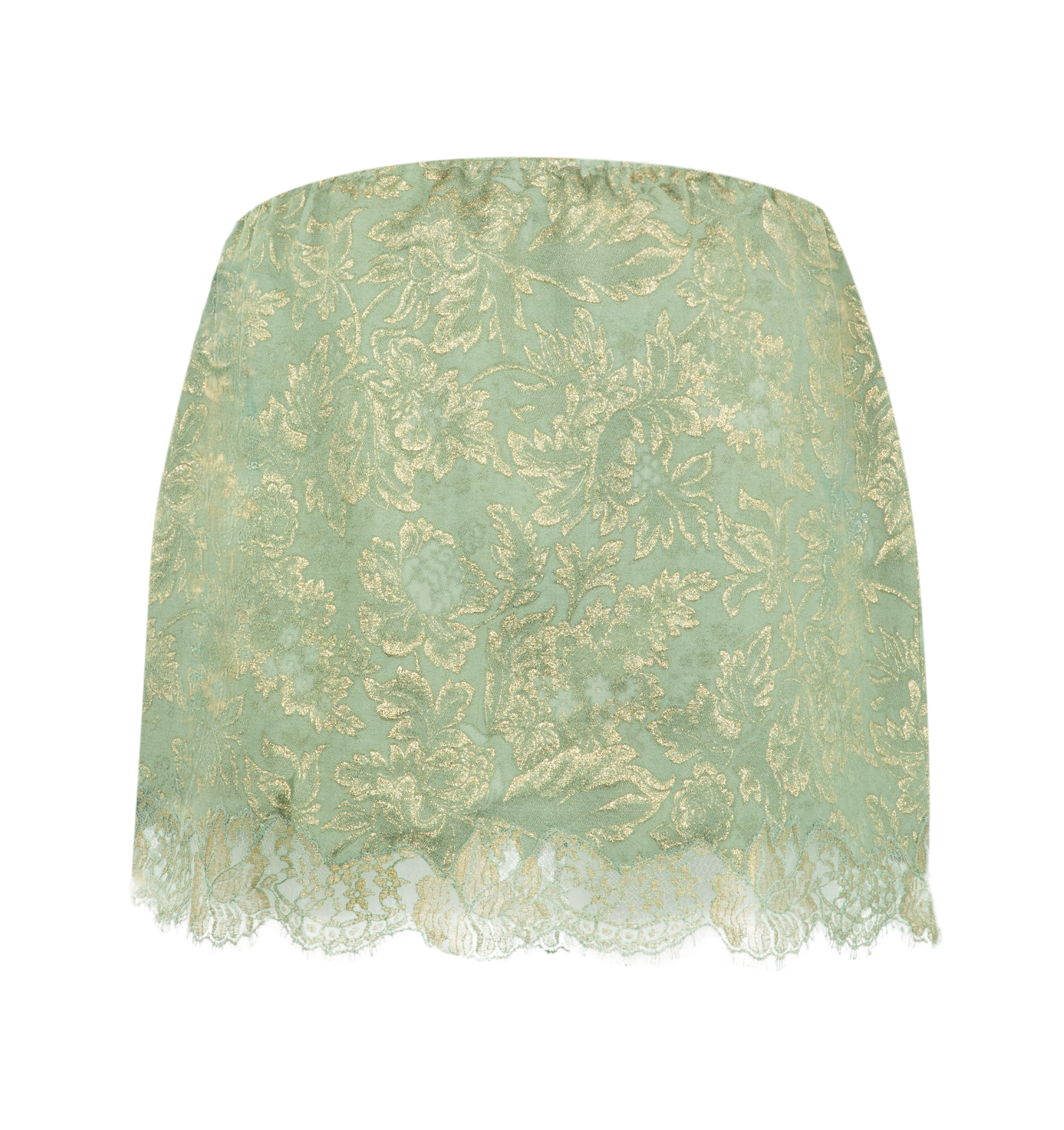 Saint Laurent - Jacquard And Lace Mini Skirt