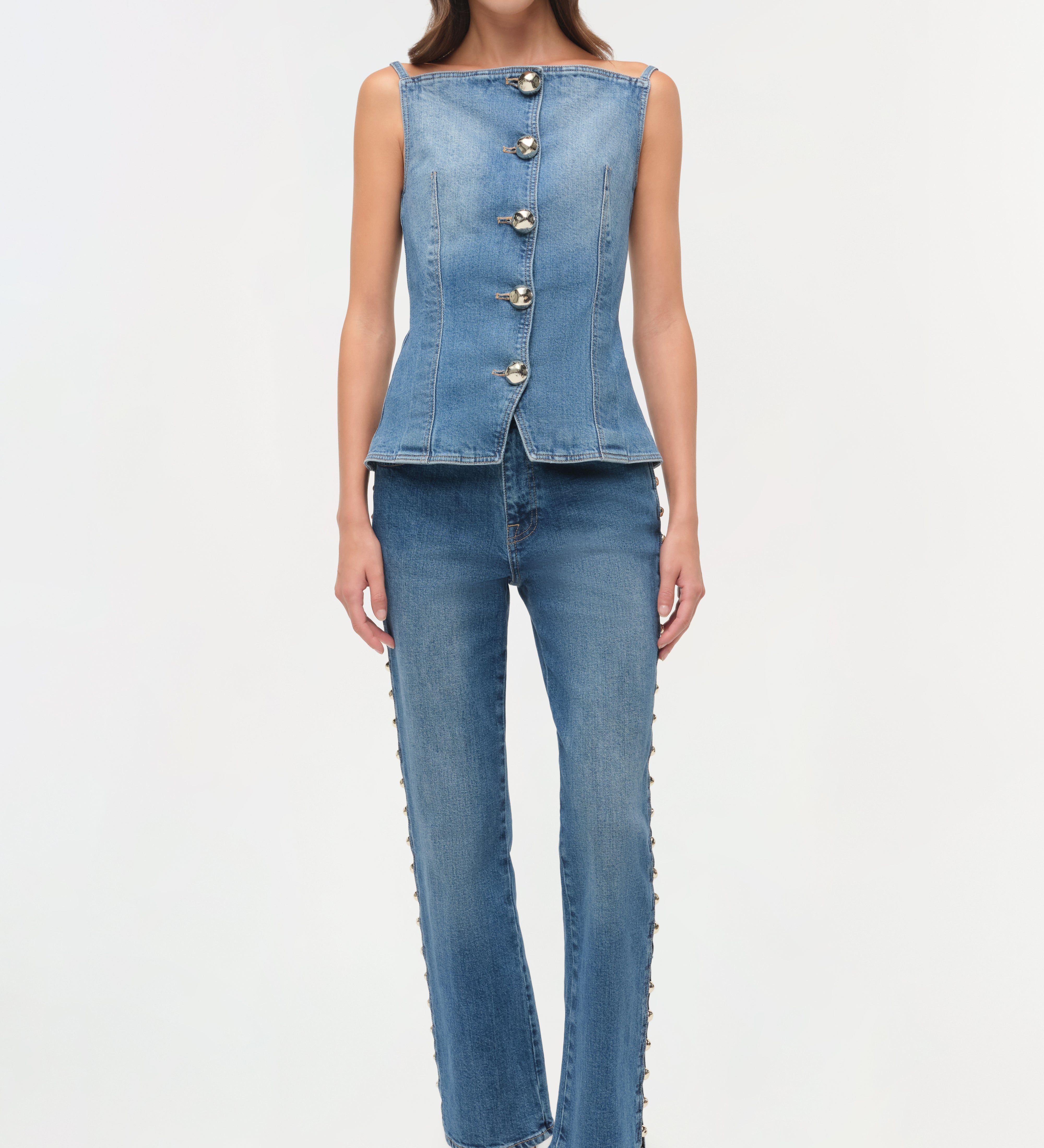 Simkhai - Junie Studded Denim Top