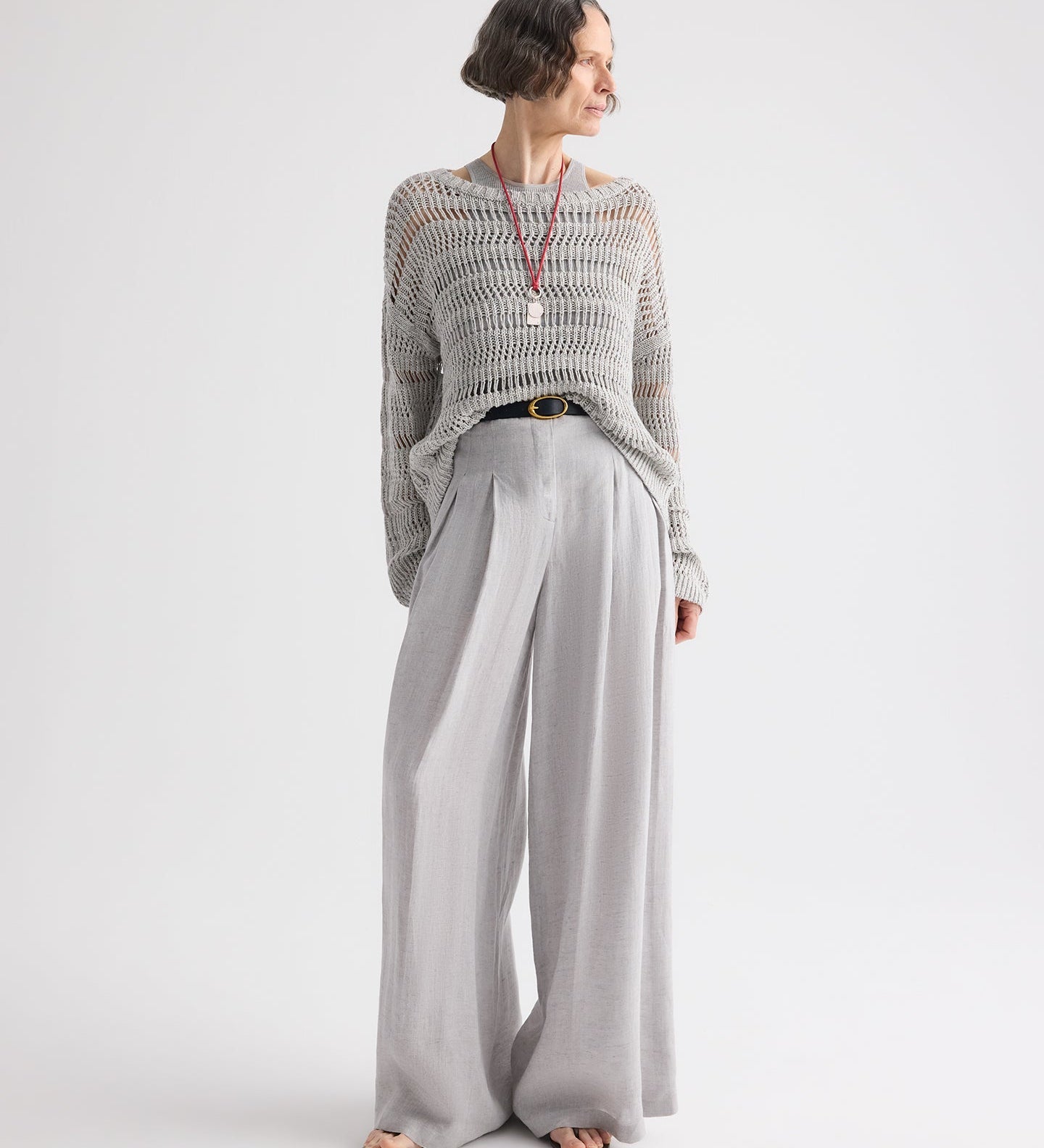 TWP - Wide Neck Long Sleeve Sweater in Linen Silk