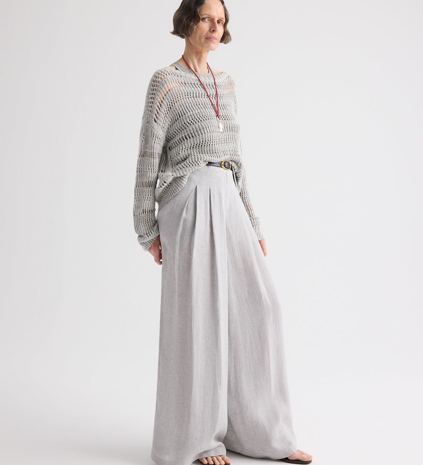 TWP - Wide Neck Long Sleeve Sweater in Linen Silk