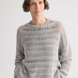 TWP - Wide Neck Long Sleeve Sweater in Linen Silk