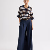 TWP - SS Polo Sweater with Stripes in Italian Cashmere