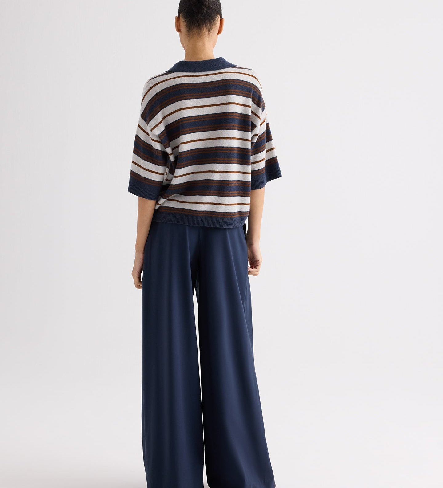 TWP - SS Polo Sweater with Stripes in Italian Cashmere