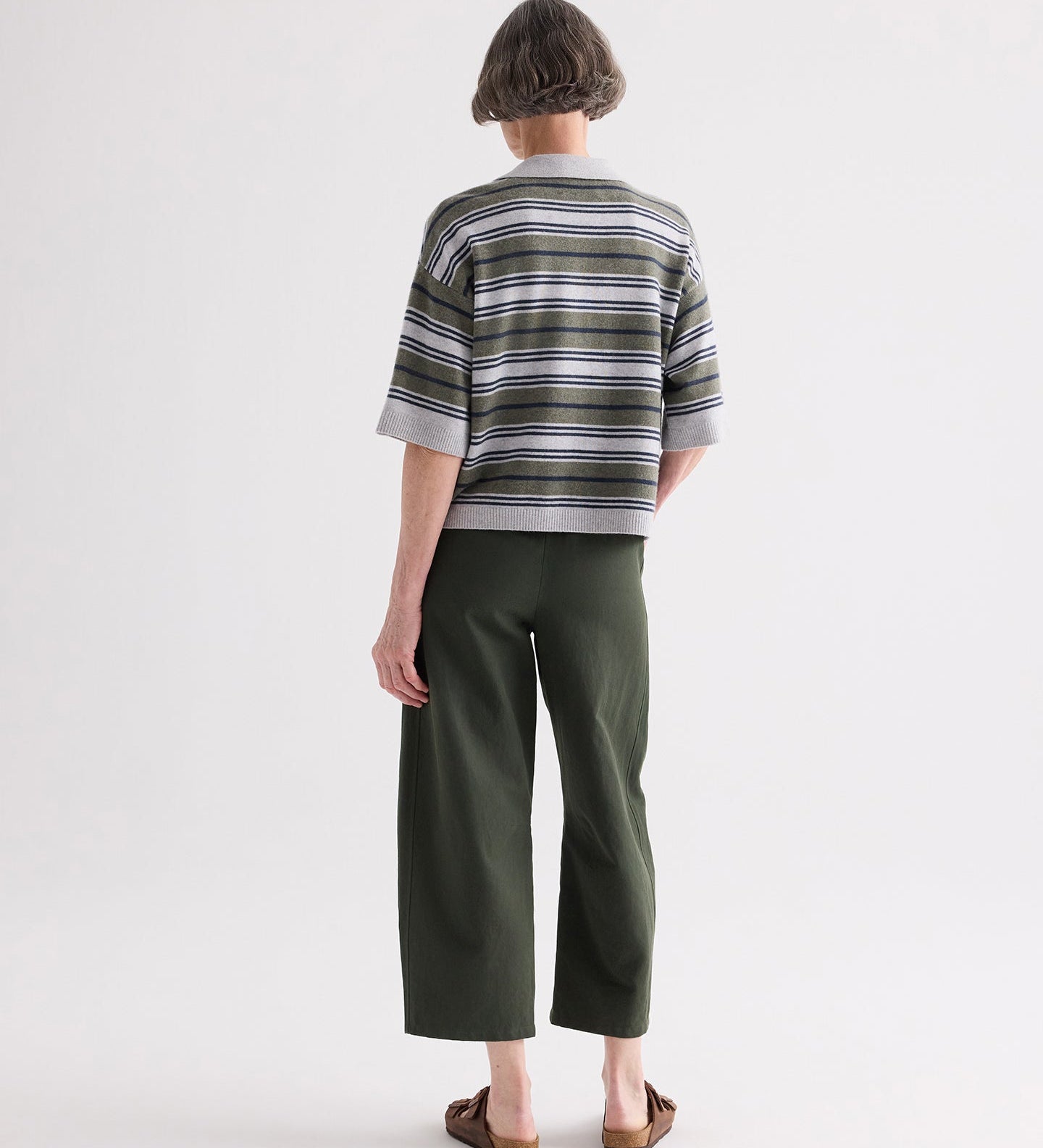 TWP - SS Polo Sweater with Stripes in Italian Cashmere
