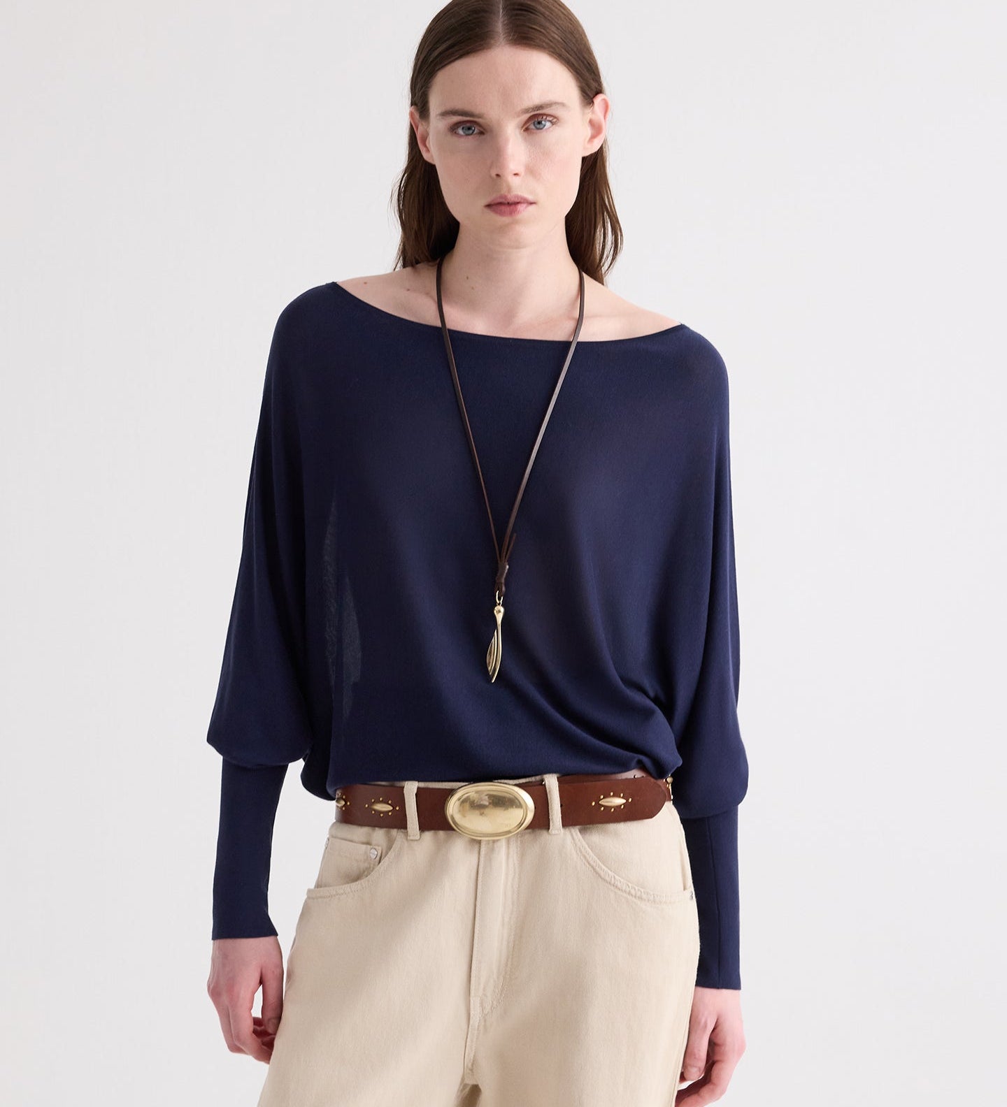 TWP - Samaras Necklace in Leather and Light Antique Gold