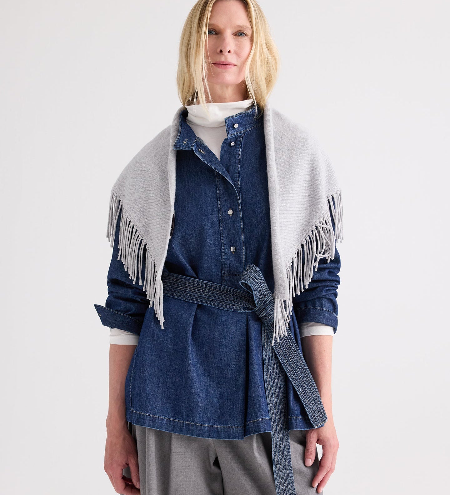 TWP - Fringe Triangle Scarf in Italian Cashmere