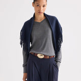 TWP - FRINGE TRIANGLE SCARF - BLUE NIGHTS