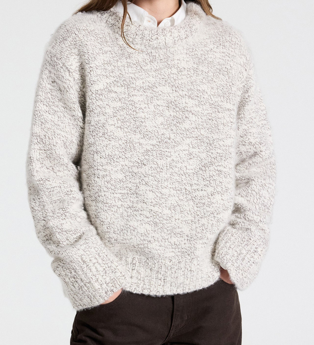 TWP - CHUNKY CREWNECK - TURKISH COFFEE / IVORY