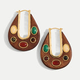 Veronica Beard - Wood Embellished Drop Hoop