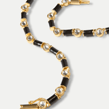 Veronica Beard - Black Enamel and Crystal Barrel Necklace