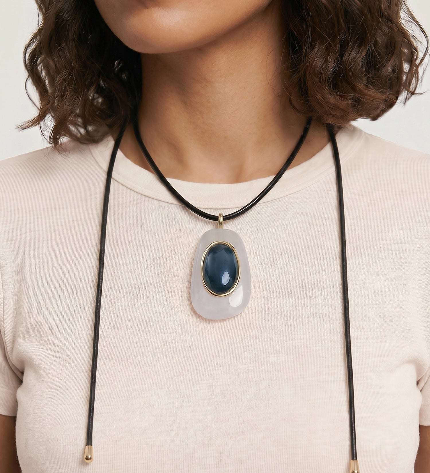 Veronica Beard - Black Leather Pendant Necklace