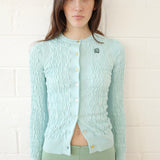 Conner Ives - The Shirred Knit Cashmere Cardigan - Baby Blue
