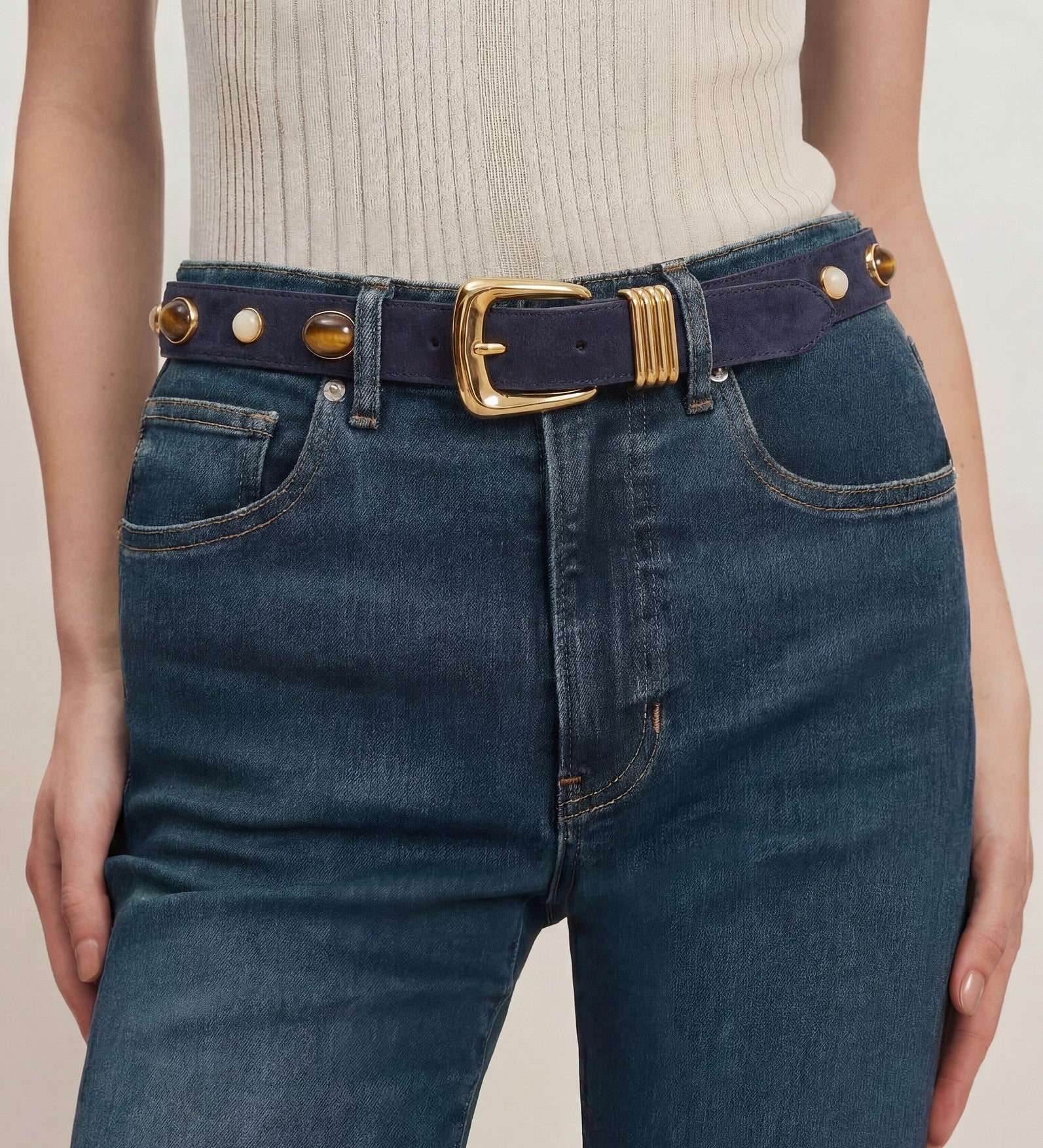 Veronica Beard - Arch Embellished Suede Belt
