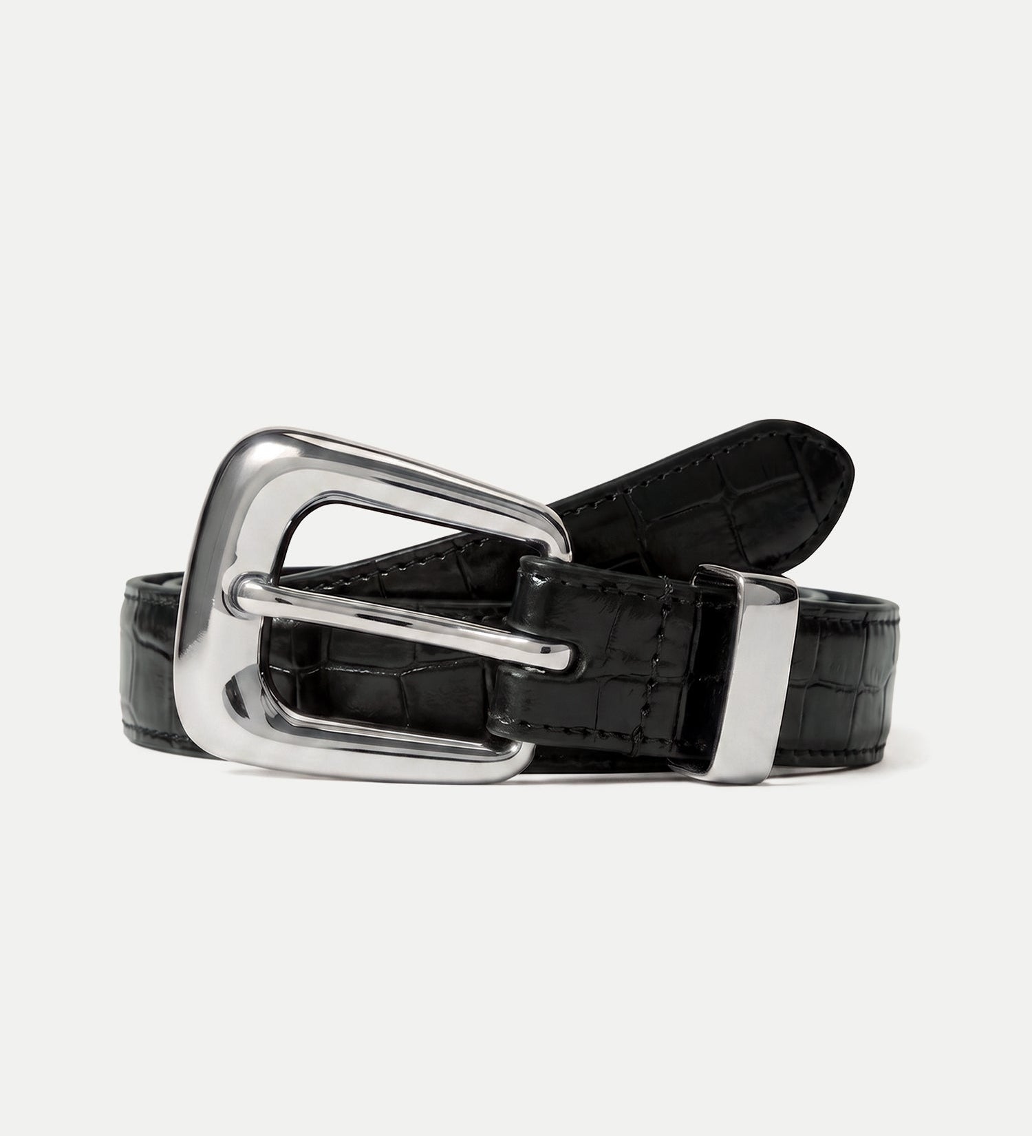 Veronica Beard - Slim Croc - Embossed Arch Belt