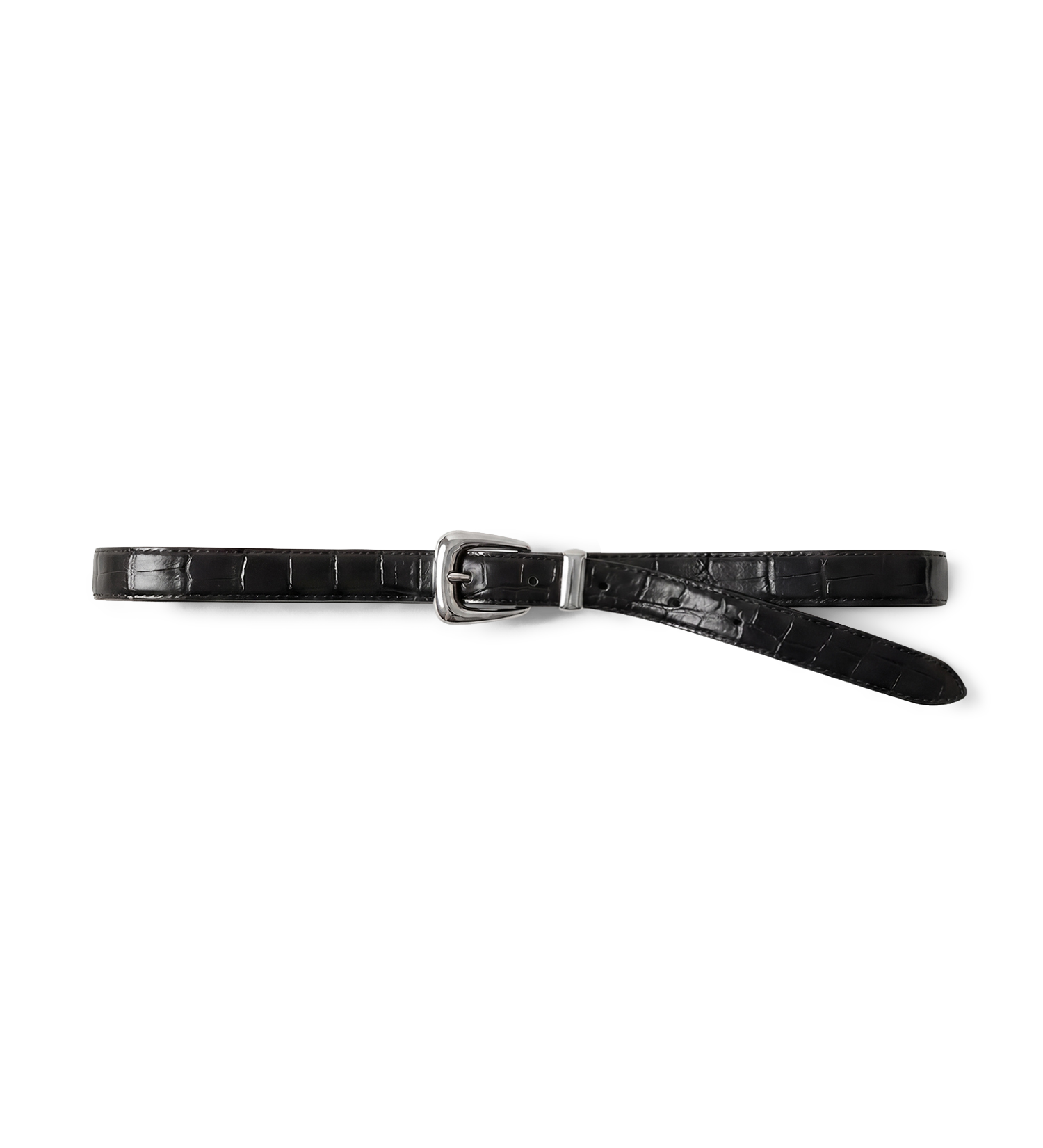 Veronica Beard - Slim Croc - Embossed Arch Belt