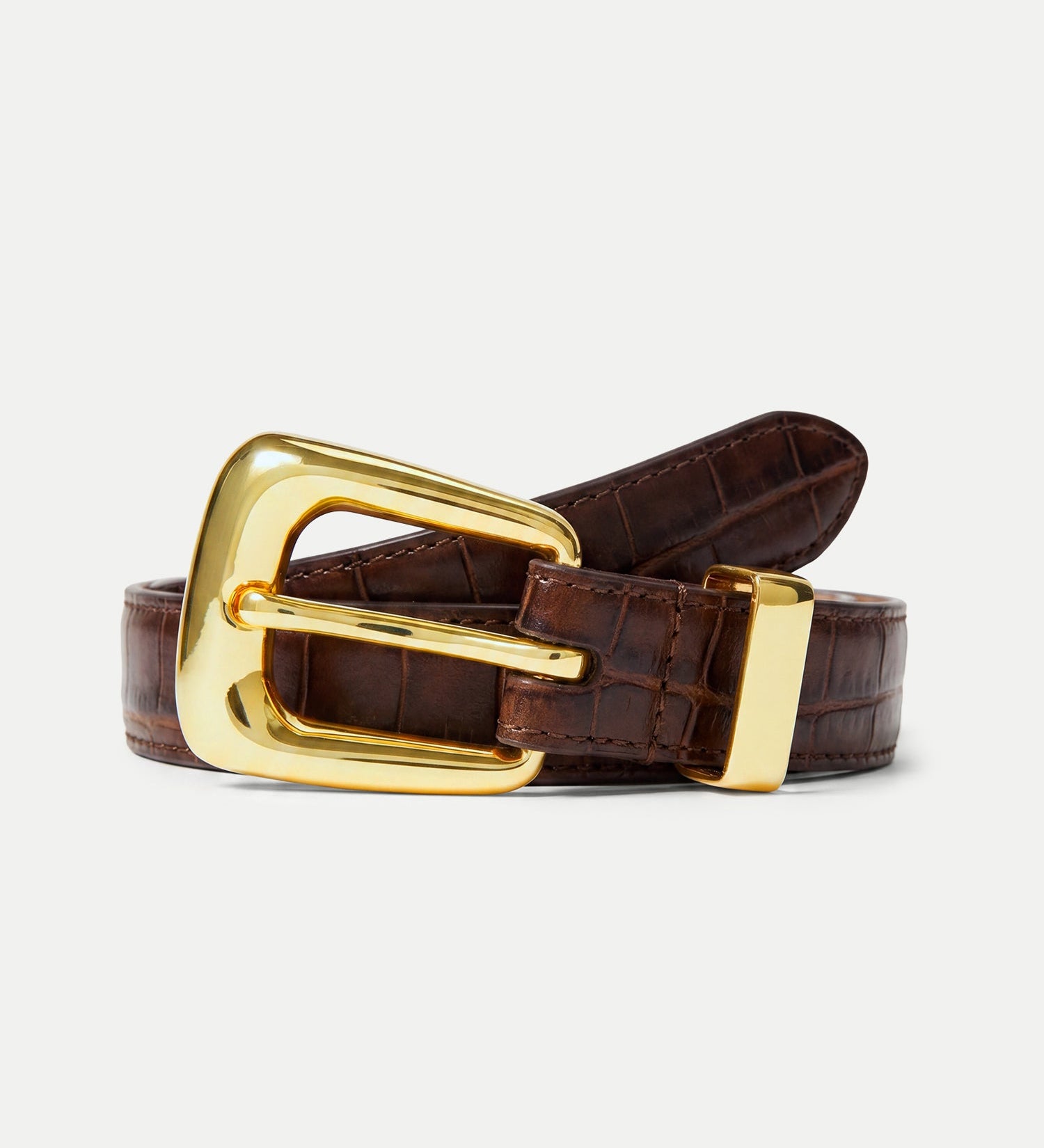 Veronica Beard - Slim Croc - Embossed Arch Belt