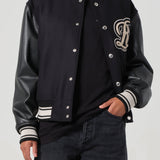 AGOLDE / RSVP Varsity Black Wool Leather Combo in Black
