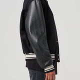 AGOLDE / RSVP Varsity Black Wool Leather Combo in Black