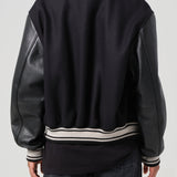 AGOLDE / RSVP Varsity Black Wool Leather Combo in Black